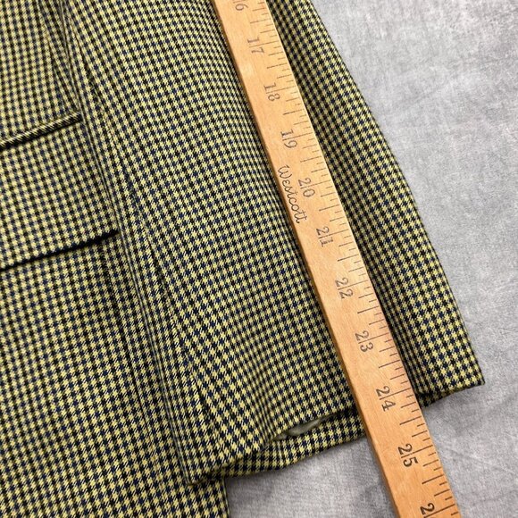 Daniel Blazer Men 44 Yellow Blue Houndstooth Classic Jacket VTG 80s‎ Hong Kong - Picture 6 of 13